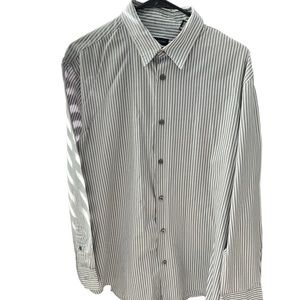 Via Europa - Long sleeved, button down, shirt. Gray and white. Size: Large